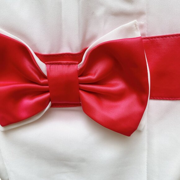 NWT Women's Red Rose Bow waist Belt Formal Party Long Sleeve Dresses - Picture 2 of 4